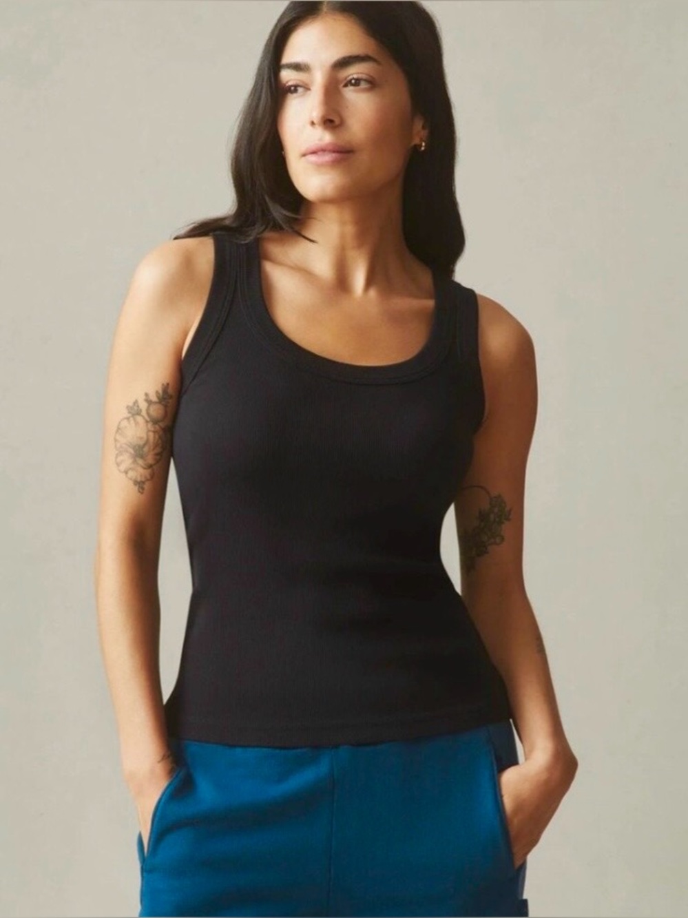 American Giant Size Large Ribbed Tank Top in Black